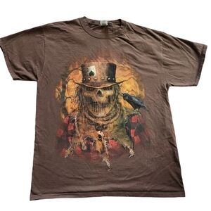 Halloween Top Hat Scarecrow T-Shirt sz L